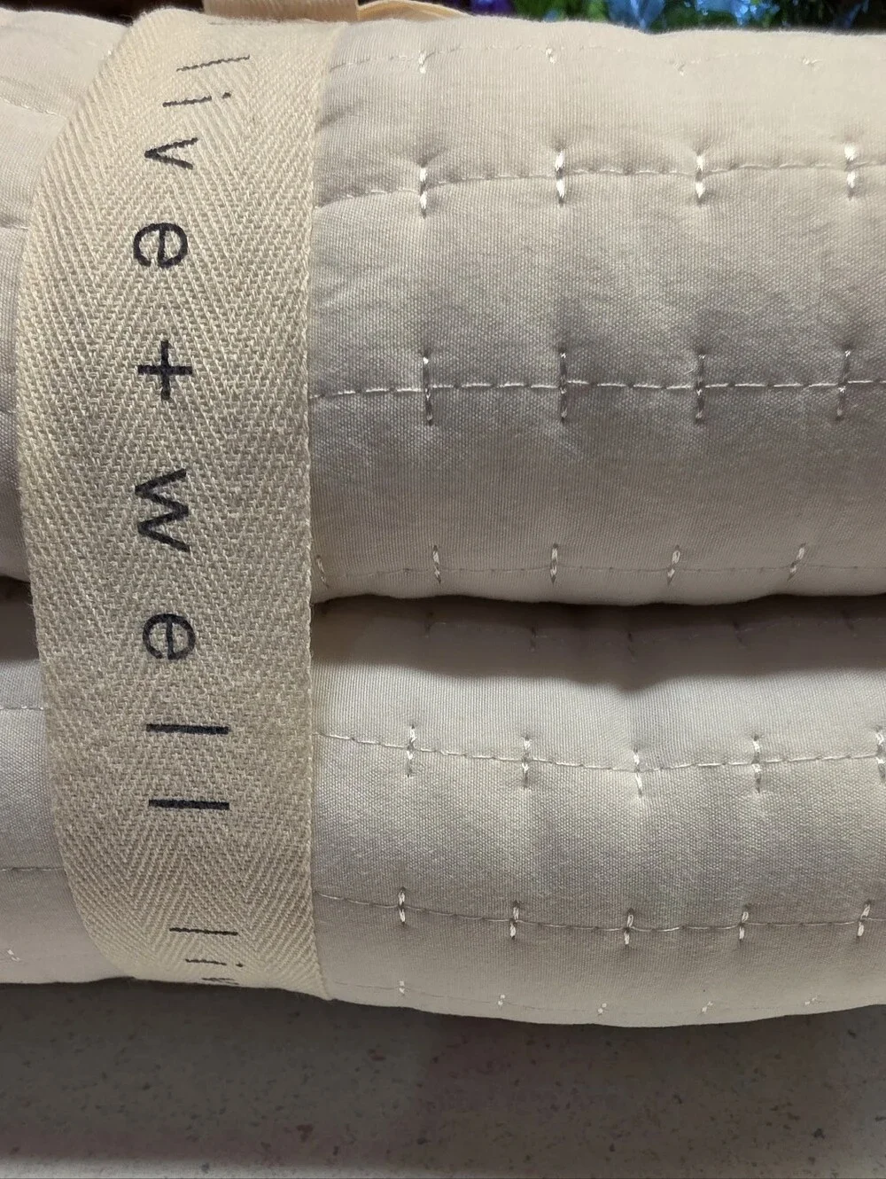 LIVE & WELL Garment Washed Box Stitch Quilt KING Size Logan CREAM - NEW